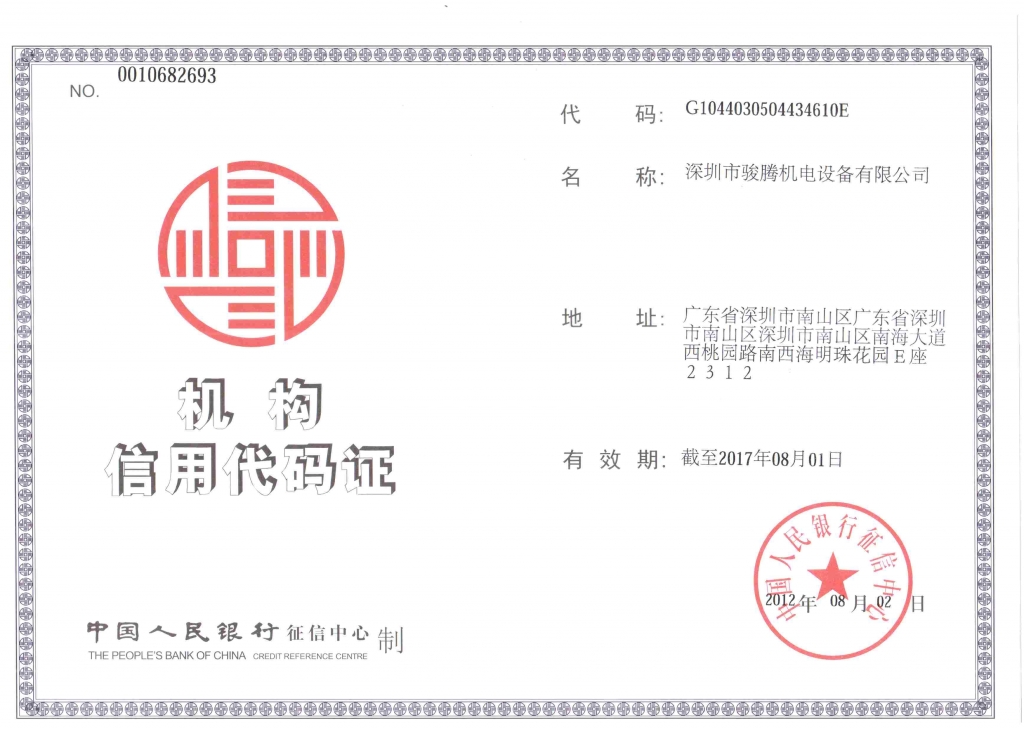 机构信誉代码证